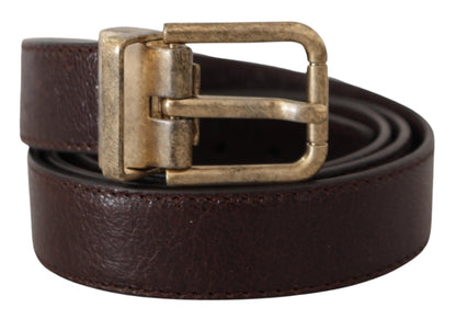 Dolce & Gabbana Elegant Leather Belt with Engraved Buckle