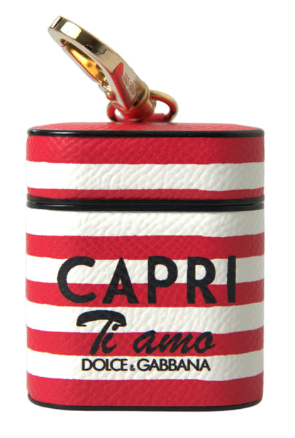 Dolce &amp; Gabbana Elegante custodia per Airpods in pelle rossa