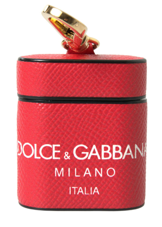 Dolce &amp; Gabbana Elegante custodia per Airpods in pelle di vitello rossa