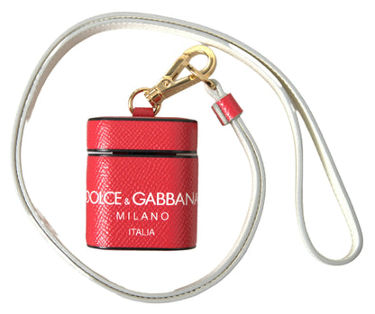 Dolce &amp; Gabbana Elegante custodia per Airpods in pelle di vitello rossa