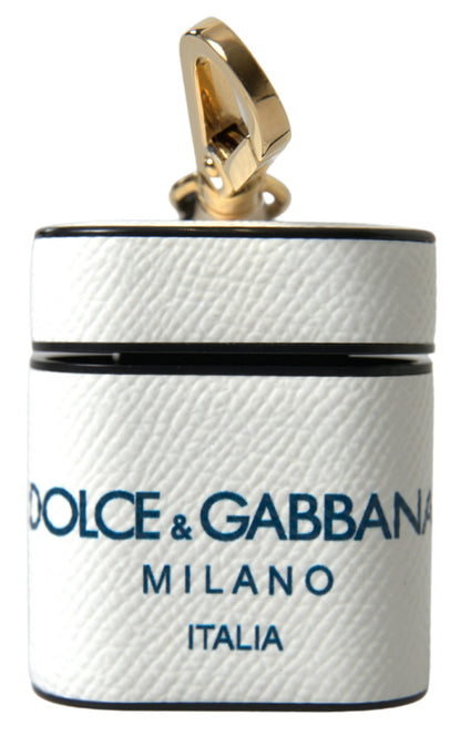 Custodia per Airpods in pelle elegante Dolce &amp; Gabbana in bianco e blu