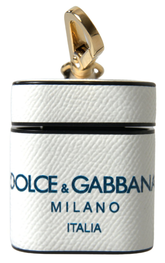 Custodia per Airpods in pelle elegante Dolce &amp; Gabbana in bianco e blu