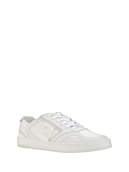 Fendi eleganti sneakers basse in pelle di vitello bianche