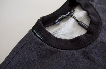 Dolce &amp; Gabbana Elegante Maglione Girocollo Grigio Scuro