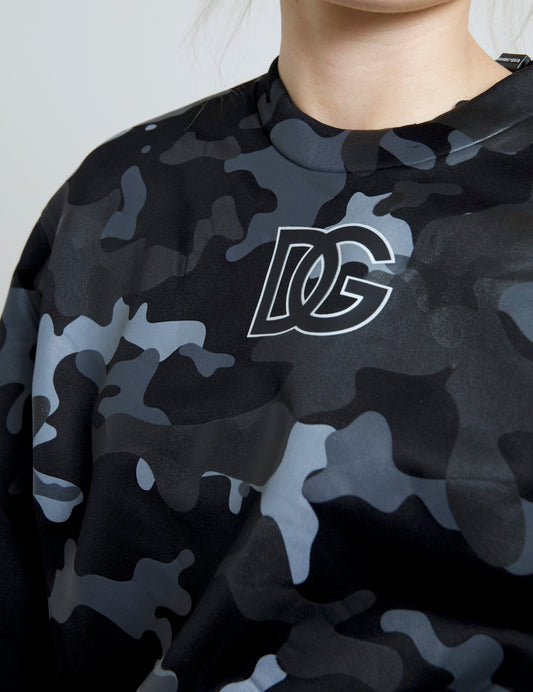 Dolce &amp; Gabbana Elegante Maglione Pullover Mimetico Nero