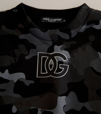 Dolce &amp; Gabbana Elegante Maglione Pullover Mimetico Nero