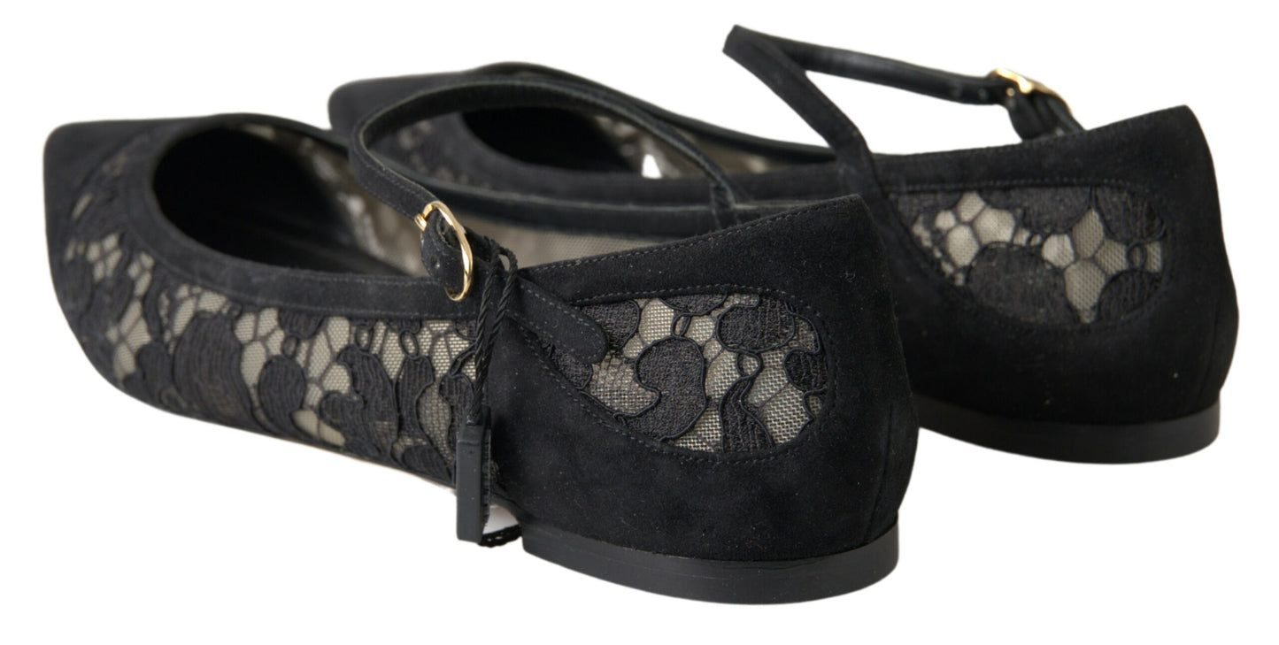 Dolce &amp; Gabbana eleganti ballerine in pizzo nero