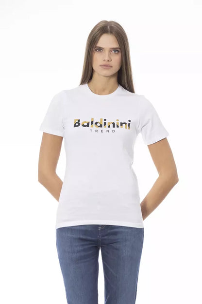 Baldinini Trend Белая хлопковая футболка с круглым вырезом