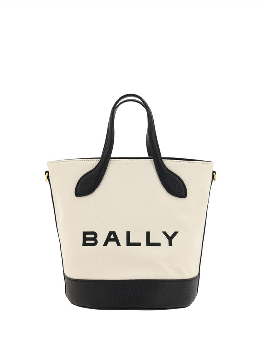 Элегантная сумка-мешок Bally Monogram в черно-белом цвете