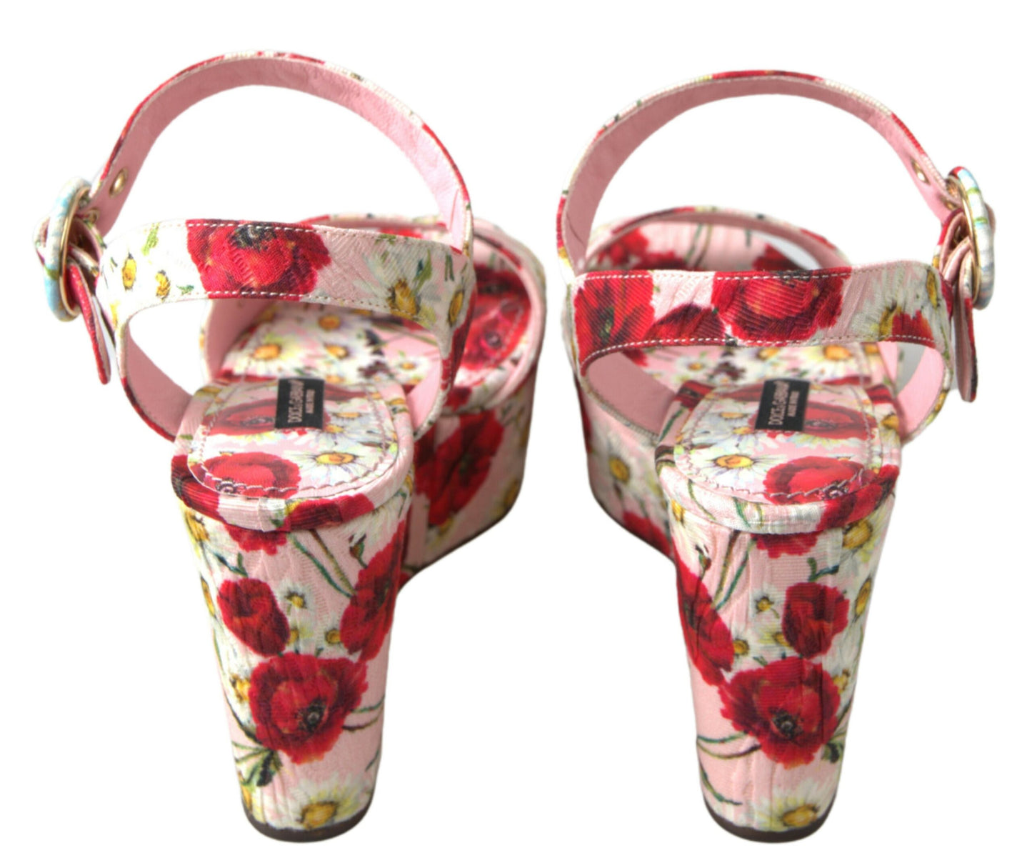 Dolce & Gabbana Floral Ankle Strap Wedge Sandals