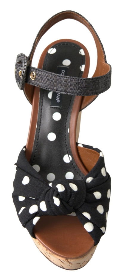 Dolce & Gabbana Chic Polka-Dotted Ankle Strap Wedges