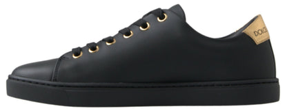 Dolce &amp; Gabbana Sneakers classiche in pelle nera dorata