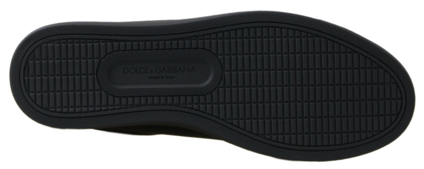 Dolce &amp; Gabbana Sneakers classiche in pelle nera dorata