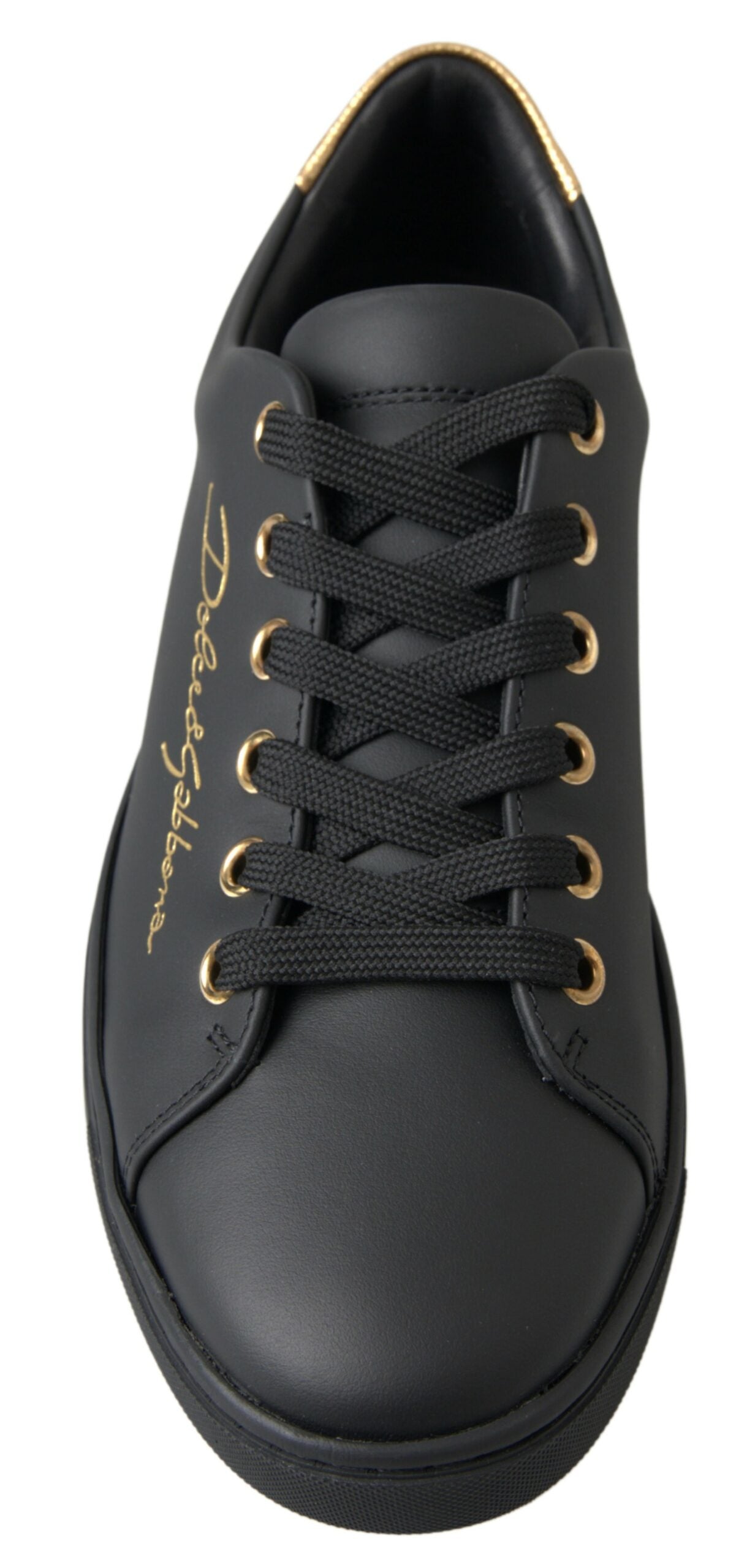 Dolce &amp; Gabbana Sneakers classiche in pelle nera dorata