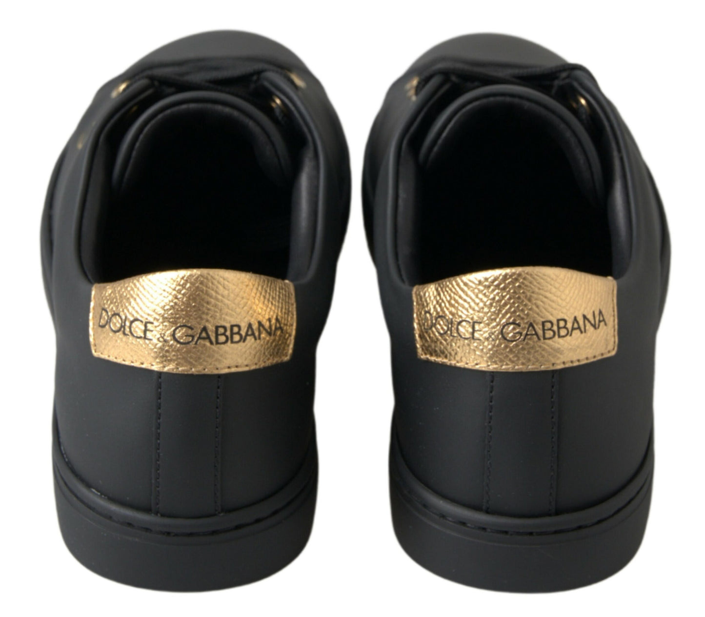 Dolce &amp; Gabbana Sneakers classiche in pelle nera dorata