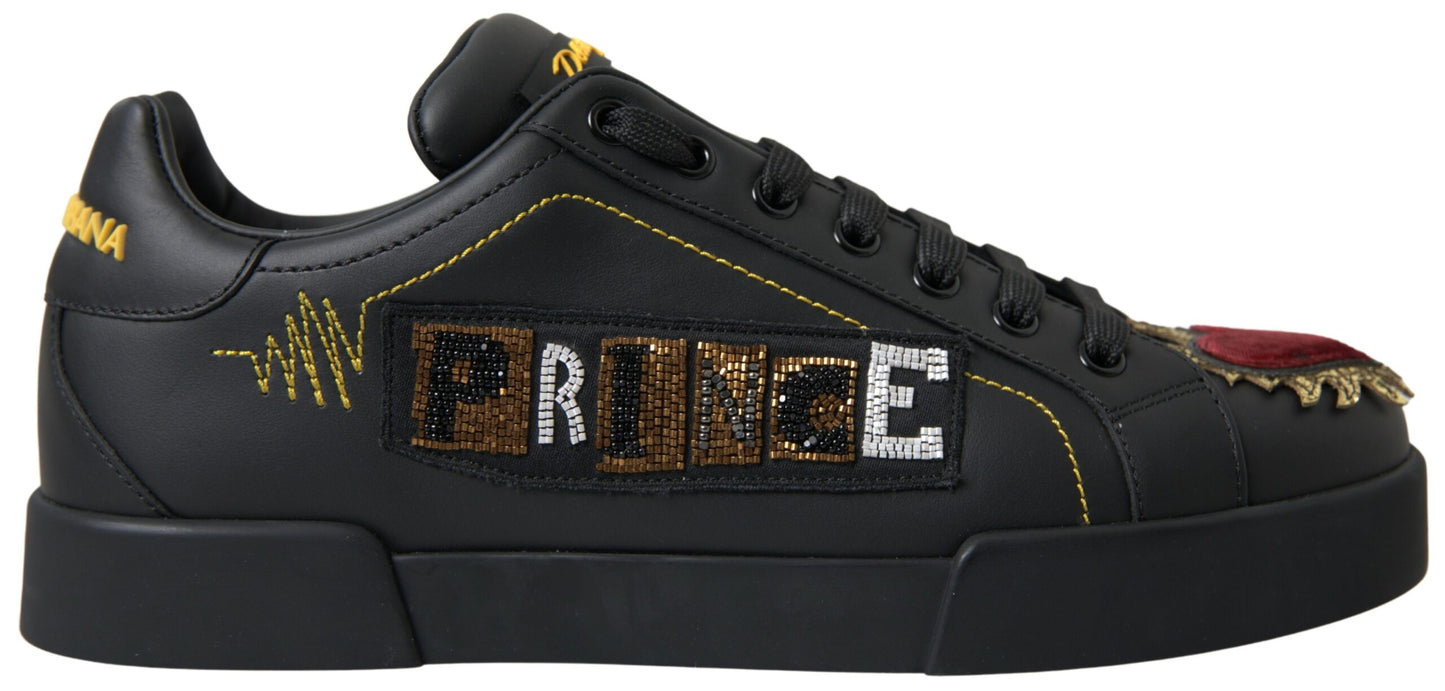 Dolce &amp; Gabbana Sneakers eleganti in pelle Portofino - Nero multicolore