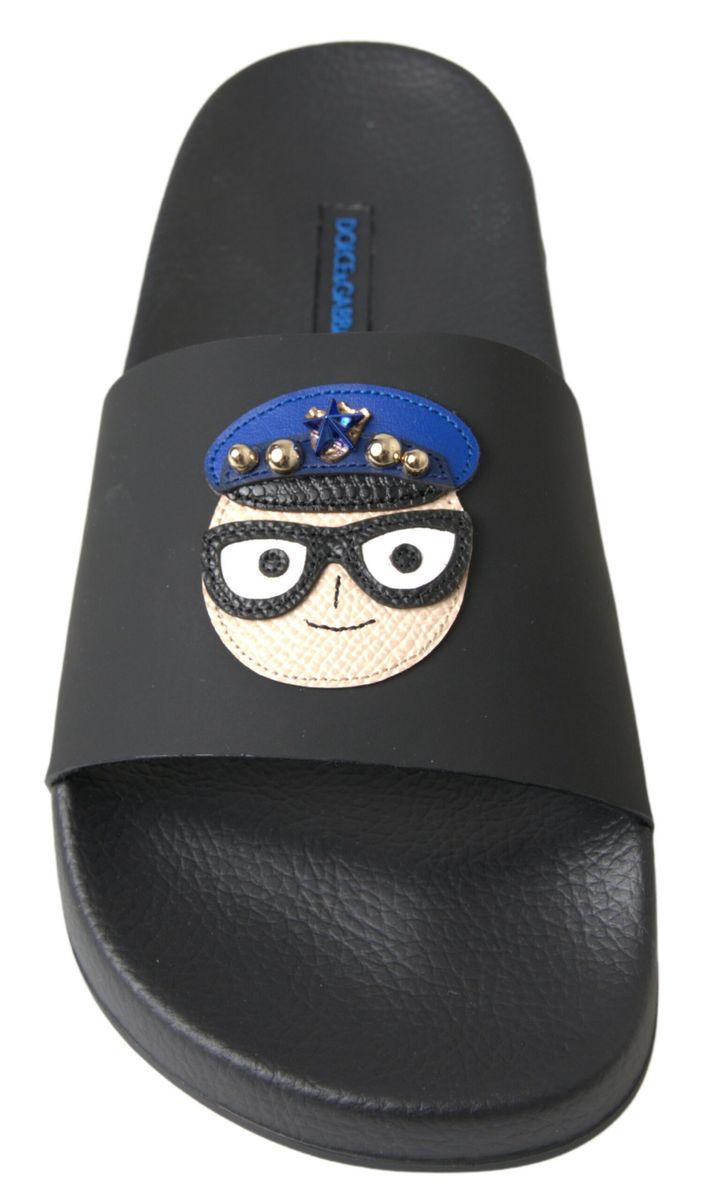 Dolce &amp; Gabbana eleganti sandali slide in pelle nera