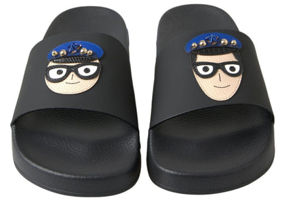 Dolce &amp; Gabbana eleganti sandali slide in pelle nera