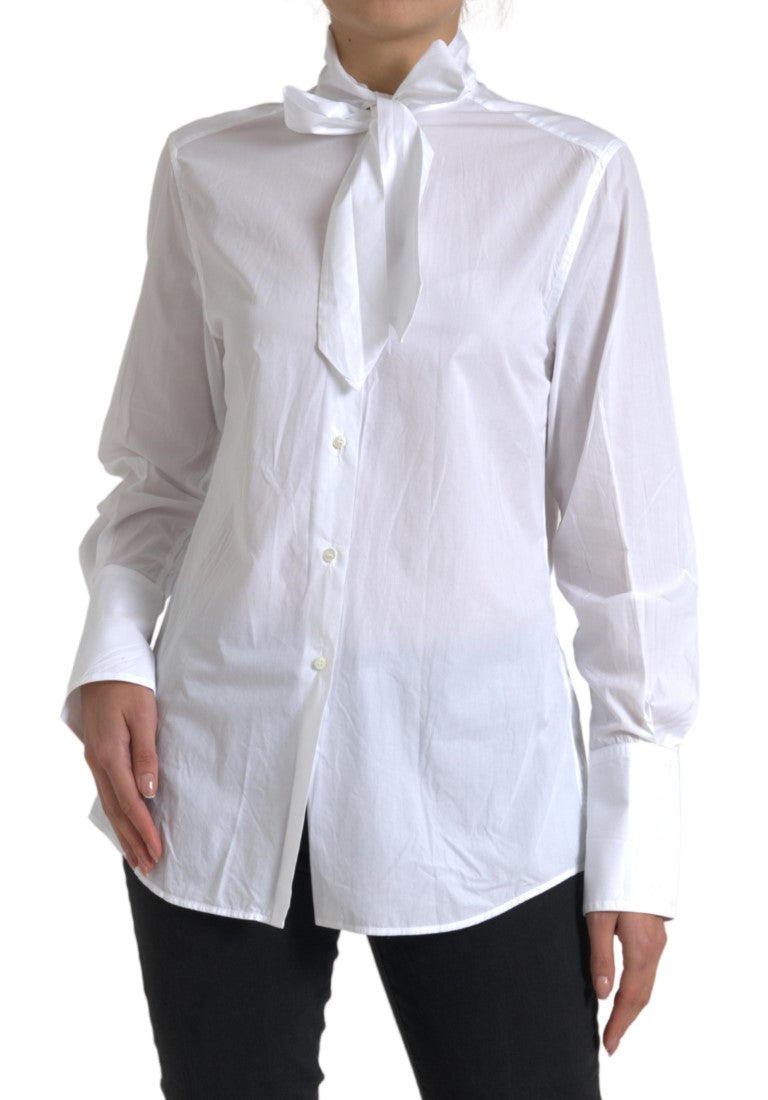 Dolce &amp; Gabbana Camicia elegante a maniche lunghe in cotone bianco