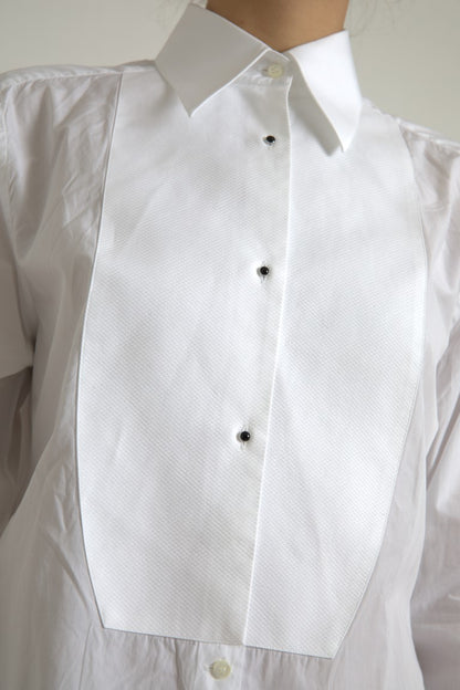 Dolce &amp; Gabbana Elegante camicia elegante in popeline di cotone bianco