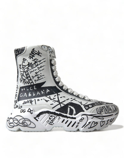 Dolce & Gabbana Daymaster Graffiti Print Mid Top Sneakers