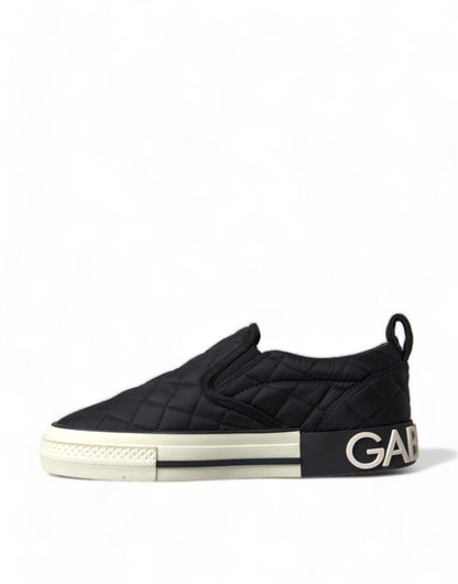 Dolce &amp; Gabbana Eleganti Sneakers In Tela Nera Trapuntata