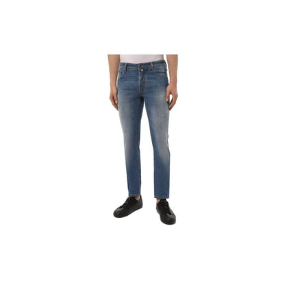 Jacob Cohen Light Blue Cotton Men Jeans with Stretch Fit