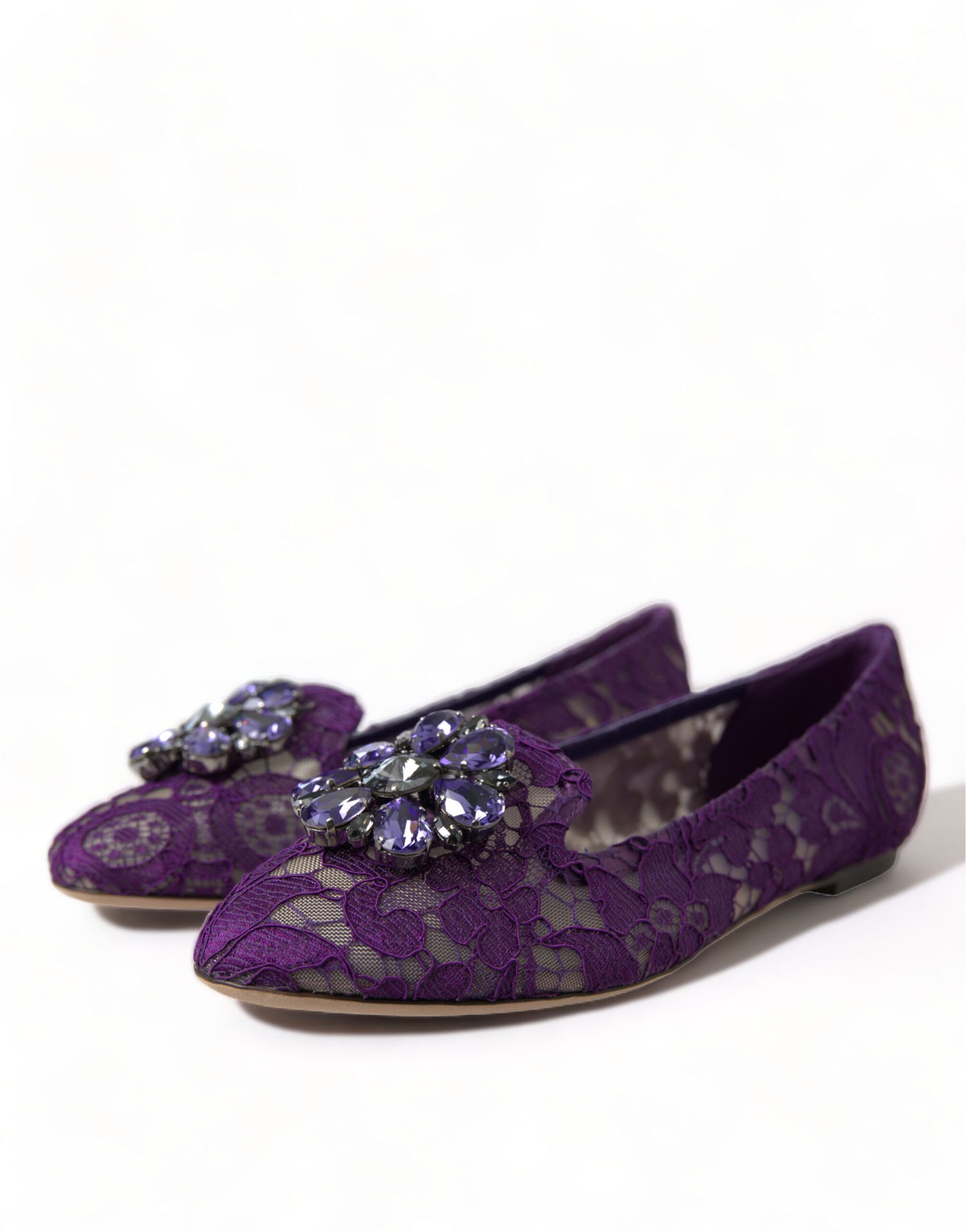 Dolce & Gabbana Elegant Floral Lace Vally Flat Shoes