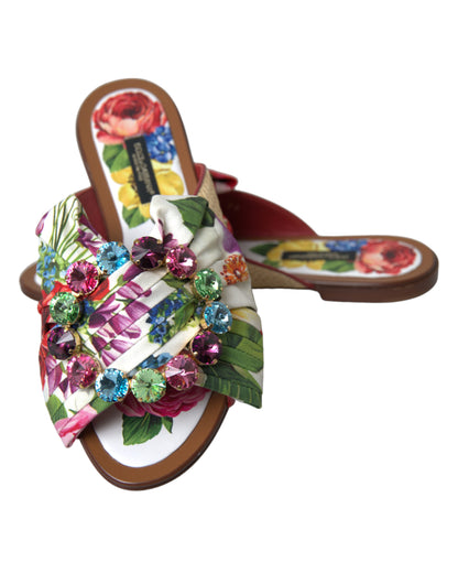 Dolce &amp; Gabbana Sandali piatti con squisita stampa floreale