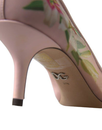 Dolce & Gabbana Elegant Pink Floral Crystal Pumps