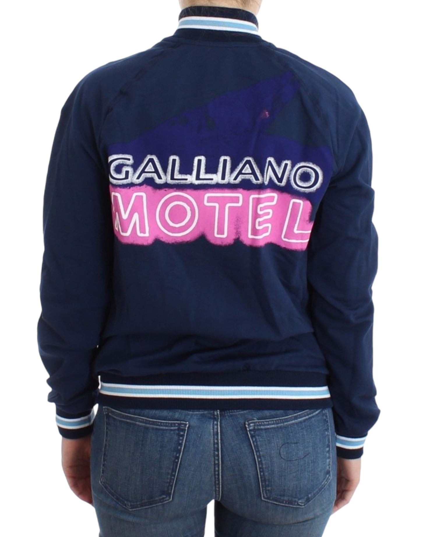 Cardigan con zip blu chic John Galliano con dettaglio logo