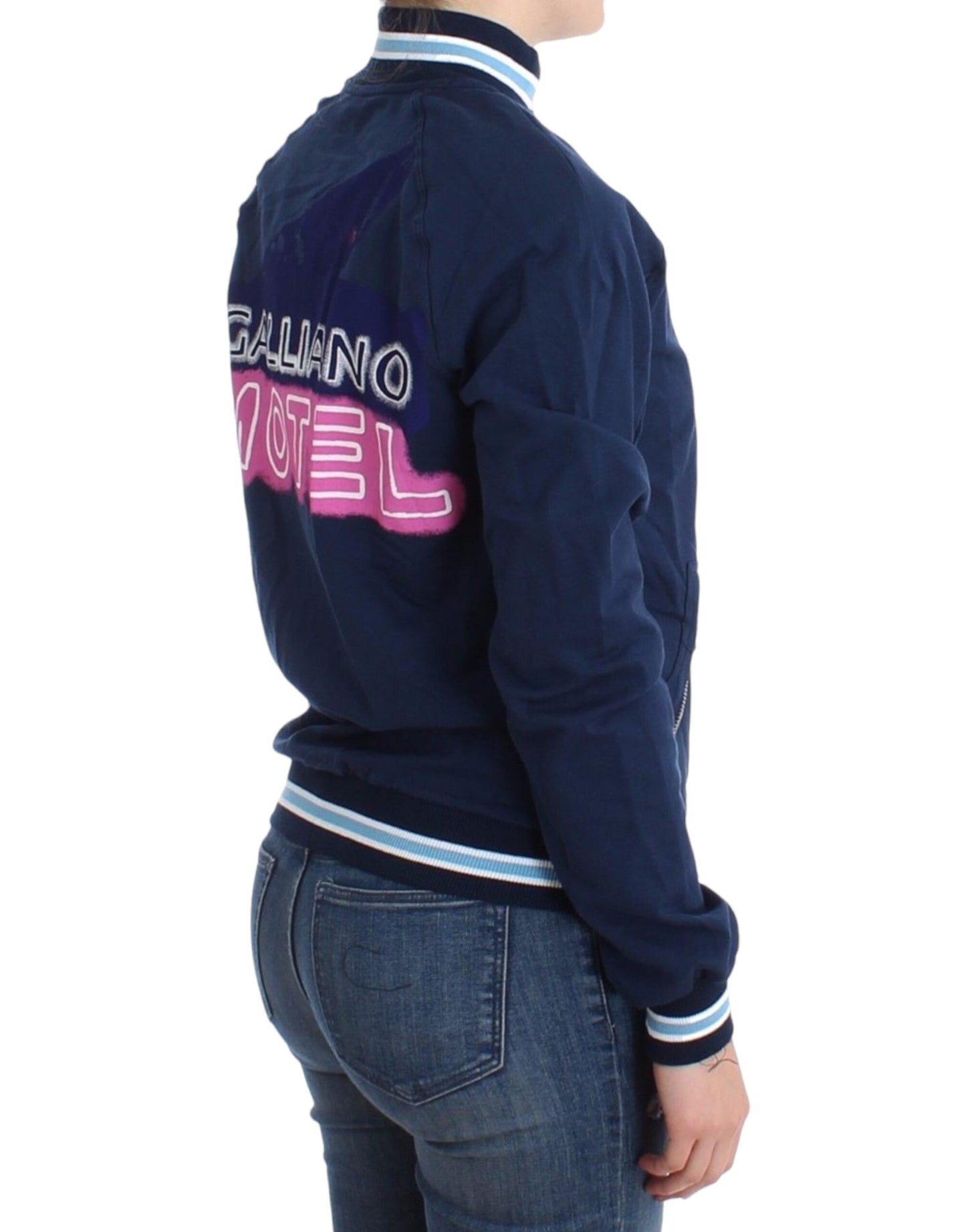 Cardigan con zip blu chic John Galliano con dettaglio logo