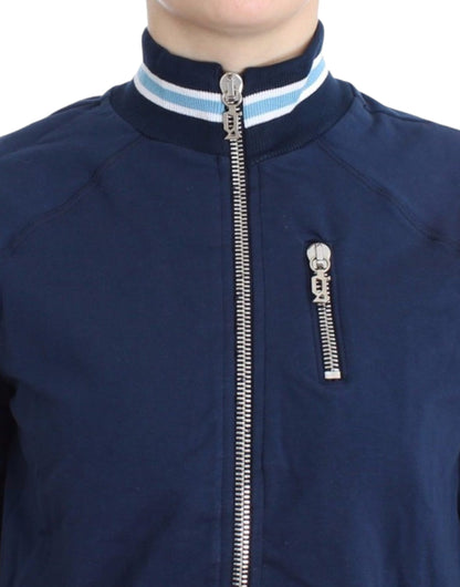 Cardigan con zip blu chic John Galliano con dettaglio logo