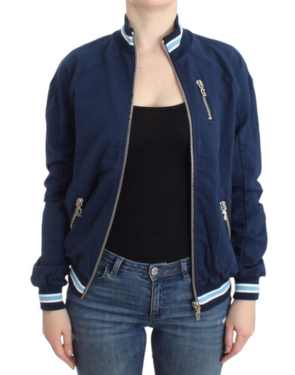 Cardigan con zip blu chic John Galliano con dettaglio logo