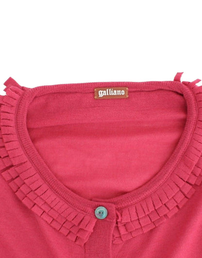 Cardigan in lana con dettagli volant John Galliano in rosa