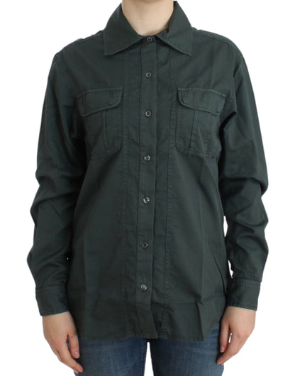 Cavalli Elegante camicia button down in cotone grigio