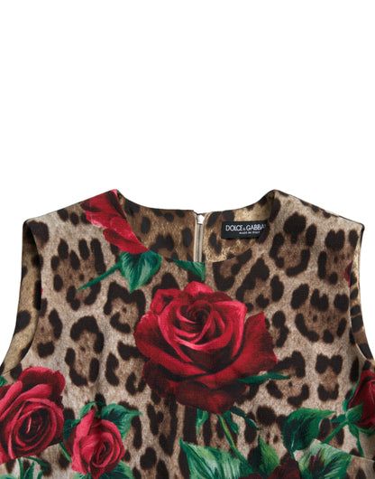 Dolce &amp; Gabbana Elegante abito a trapezio floreale leopardato