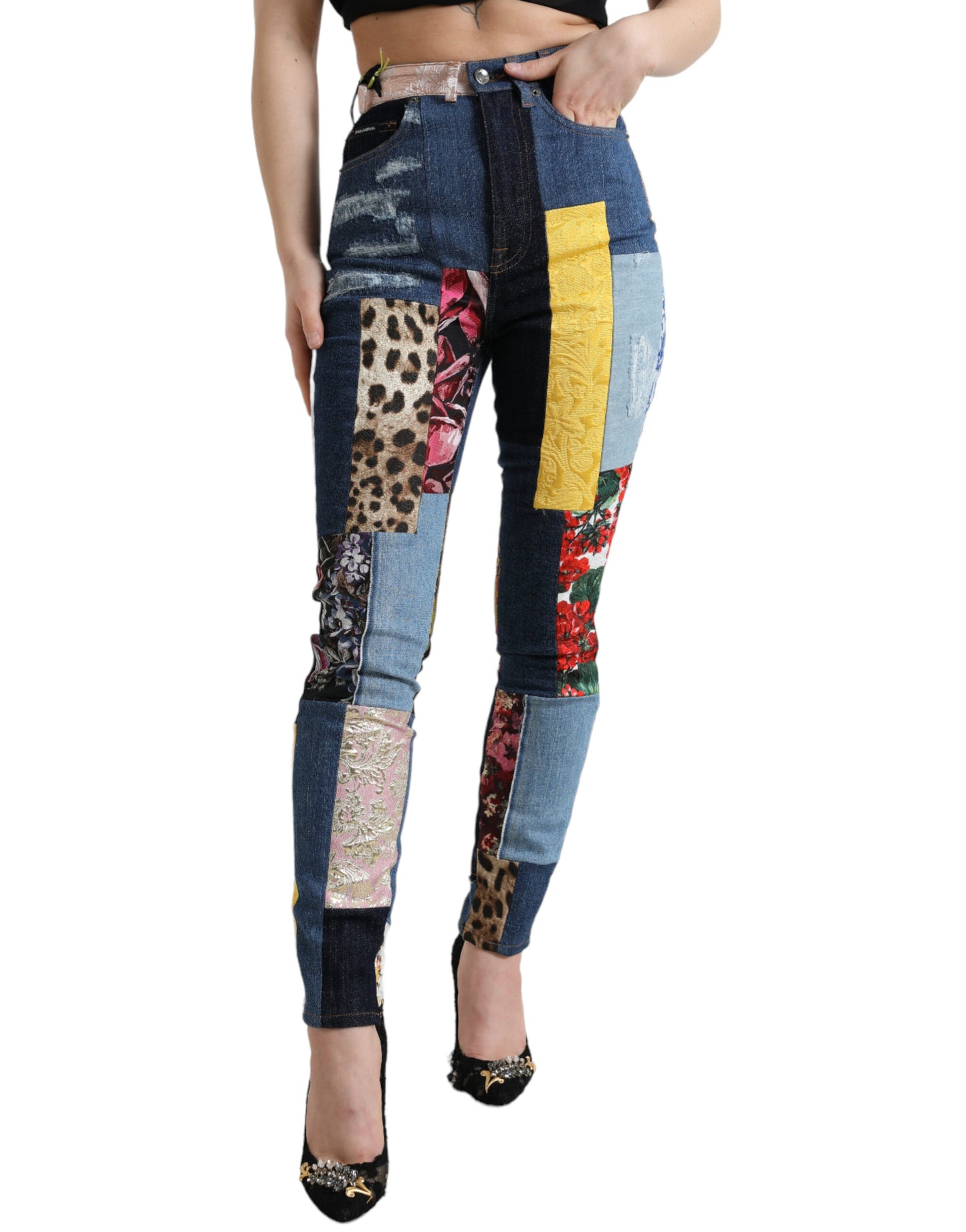 Jeans skinny patchwork vivaci di Dolce &amp; Gabbana