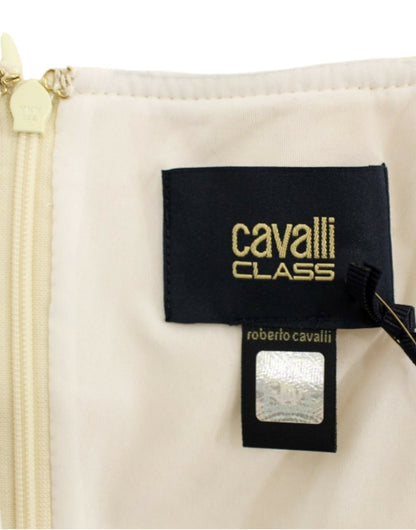 Cavalli Elegante abito tubino in pizzo in nero e beige