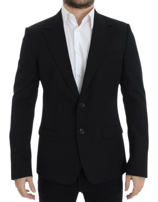 Dolce &amp; Gabbana Blazer elegante slim fit in lana nera