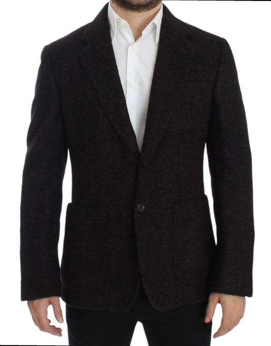 Giacca blazer a due bottoni in alpaga bordeaux di Dolce &amp; Gabbana