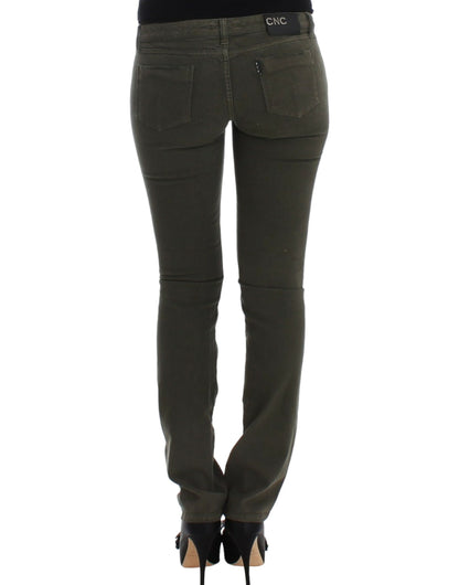 Jeans firmati Costume National Chic verde gamba sottile