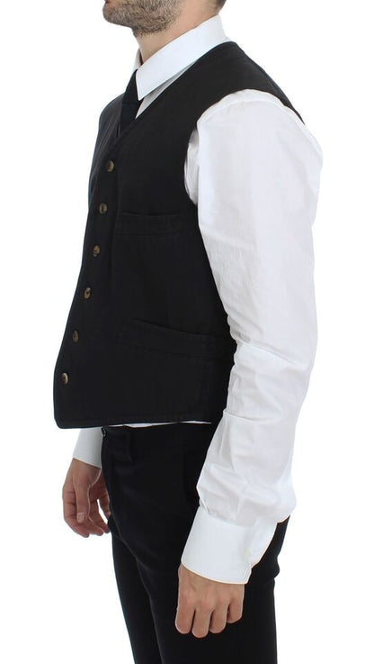 Dolce &amp; Gabbana Elegante gilet in misto cotone nero