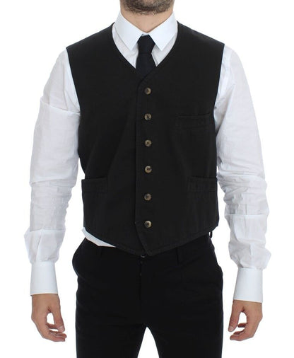 Dolce &amp; Gabbana Elegante gilet in misto cotone nero