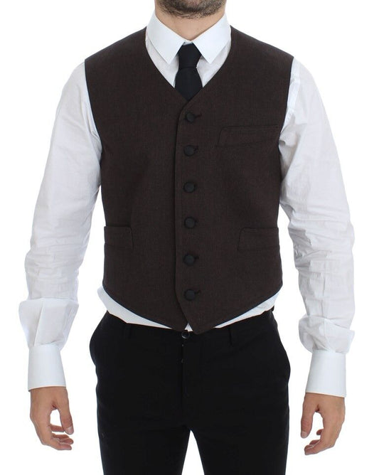 Dolce &amp; Gabbana Elegante gilet in misto cotone marrone