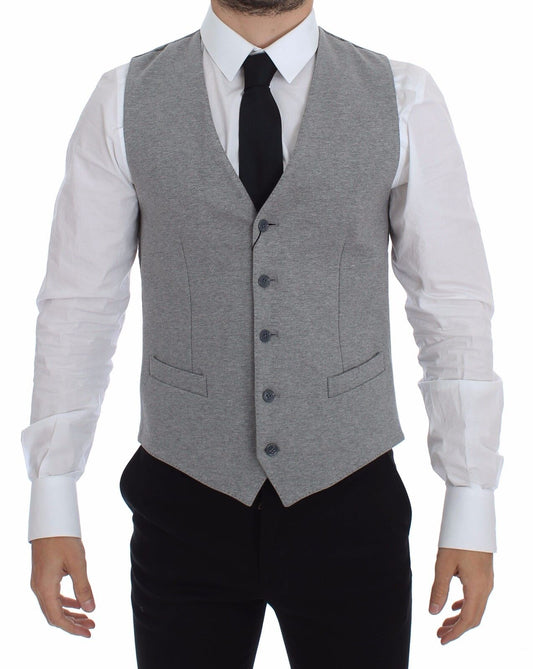 Dolce &amp; Gabbana Elegante gilet in cotone elasticizzato grigio