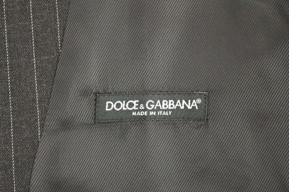 Dolce &amp; Gabbana Элегантное серое платье-жилет в полоску