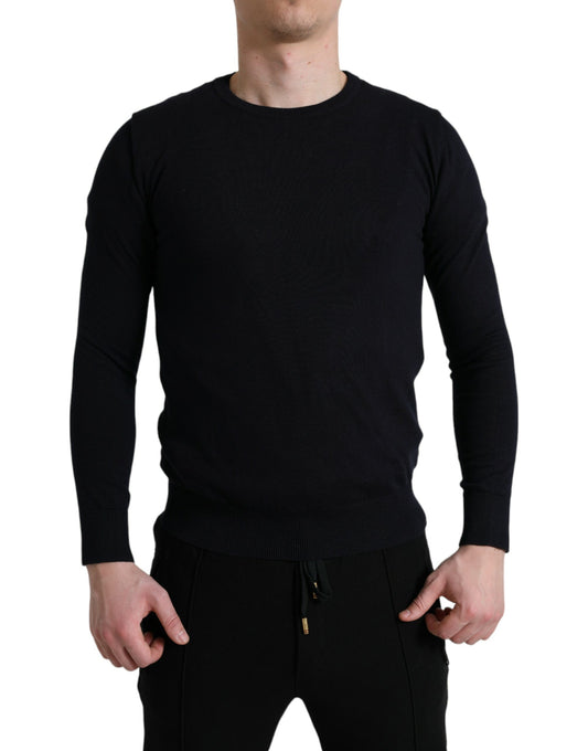 Dolce &amp; Gabbana Elegante maglione pullover in cotone blu