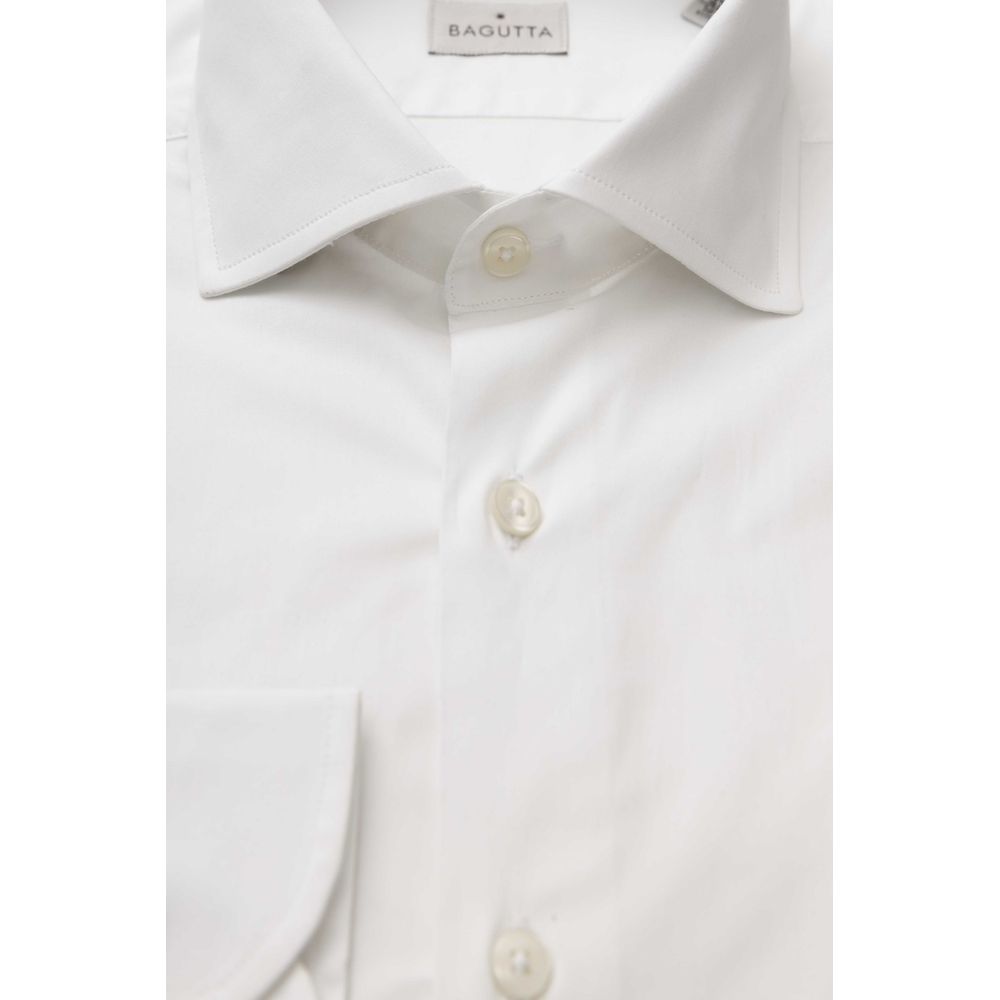 Bagutta White Cotton Men's Slim Shirt