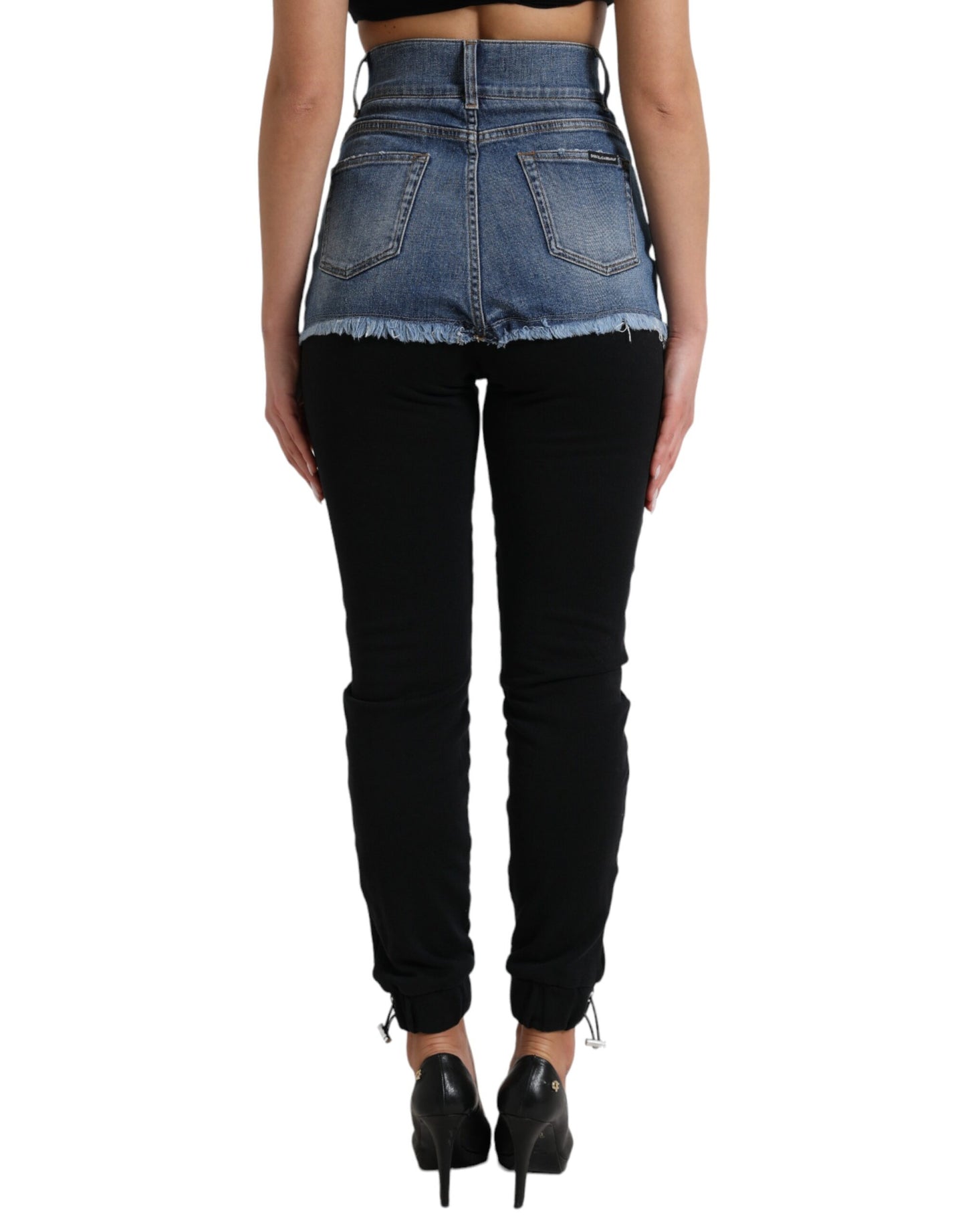 Dolce &amp; Gabbana Pantaloni skinny a vita alta chic con pantaloncini di jeans